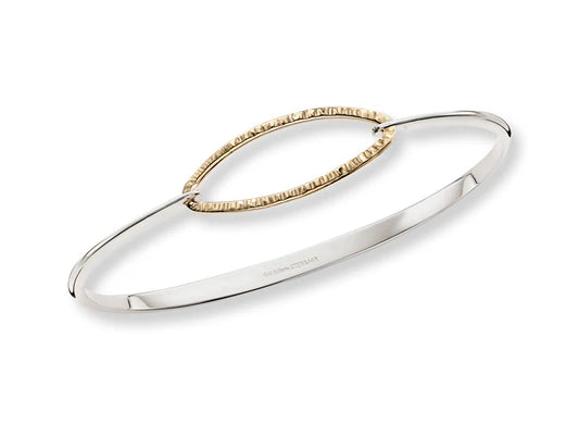 Ed Levin Textured Sterling Silver and 14K Oval Bangle