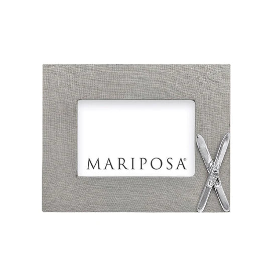 Mariposa Gray Linen With Crossed Skis 4x6 Frame