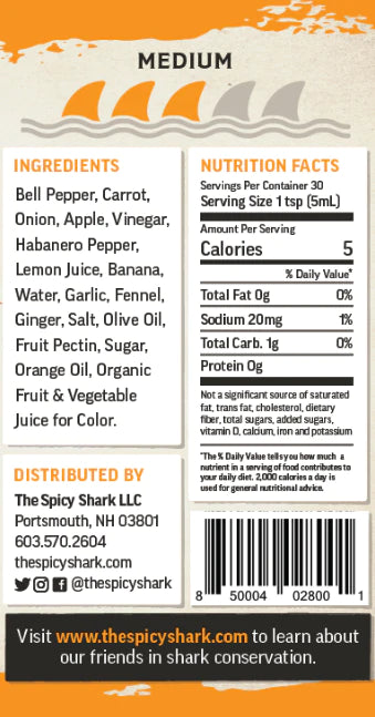 The Spicy Shark - Original Habanero Hot Sauce (5OZ, MEDIUM HEAT)