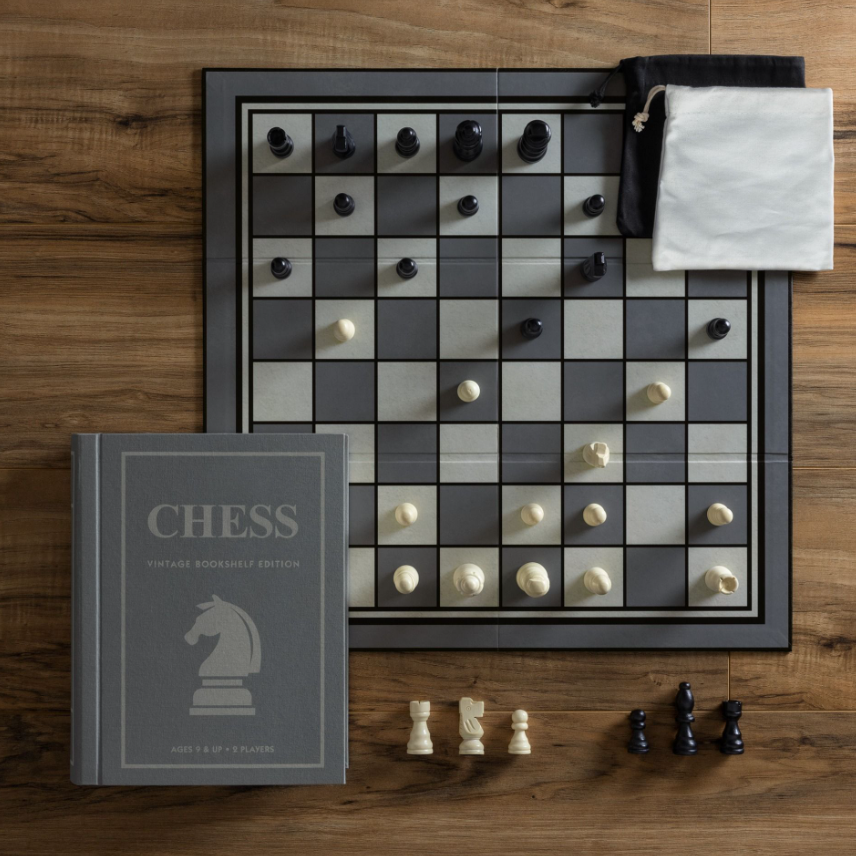 Vintage Bookshelf Chess Set