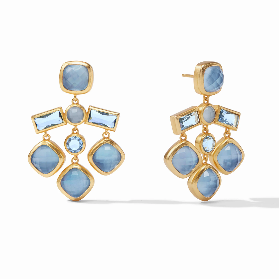 Julie Vos Antonia Chandelier Earring Iridescent Chalcedony Blue