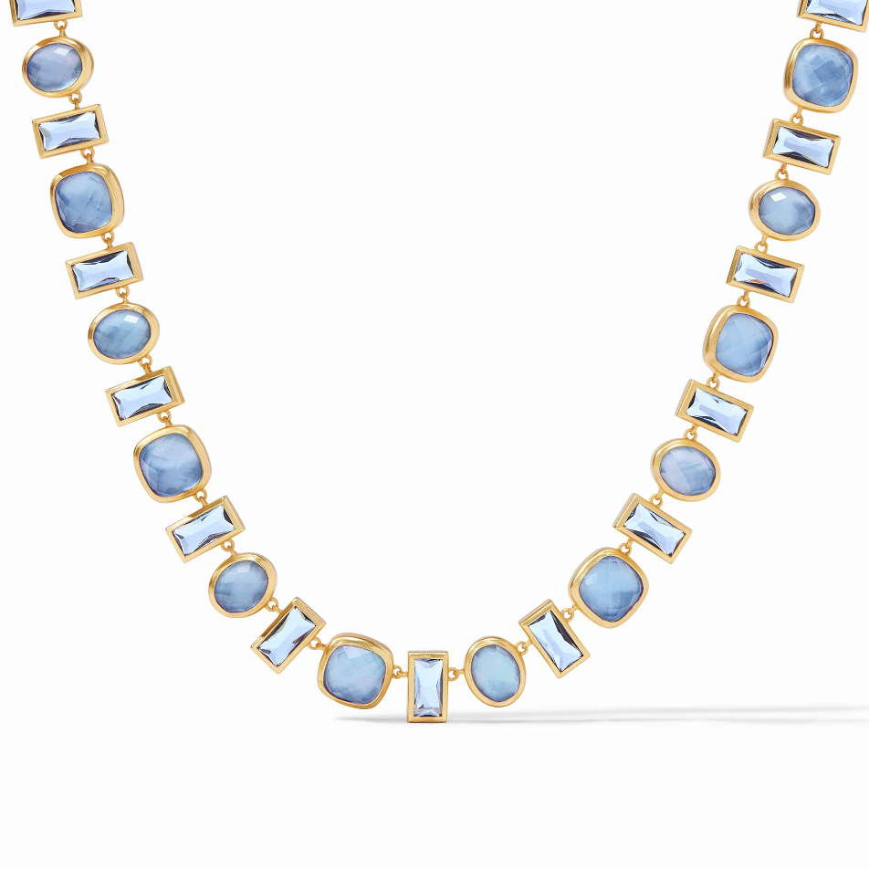 Julie Vos - Antonia Tennis Necklace Iridescent Chalcedony Blue
