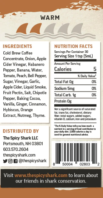 The Spicy Shark - Thresher Shark Chipotle Hot Sauce (5OZ, WARM HEAT)(5OZ, MEDIUM HEAT)