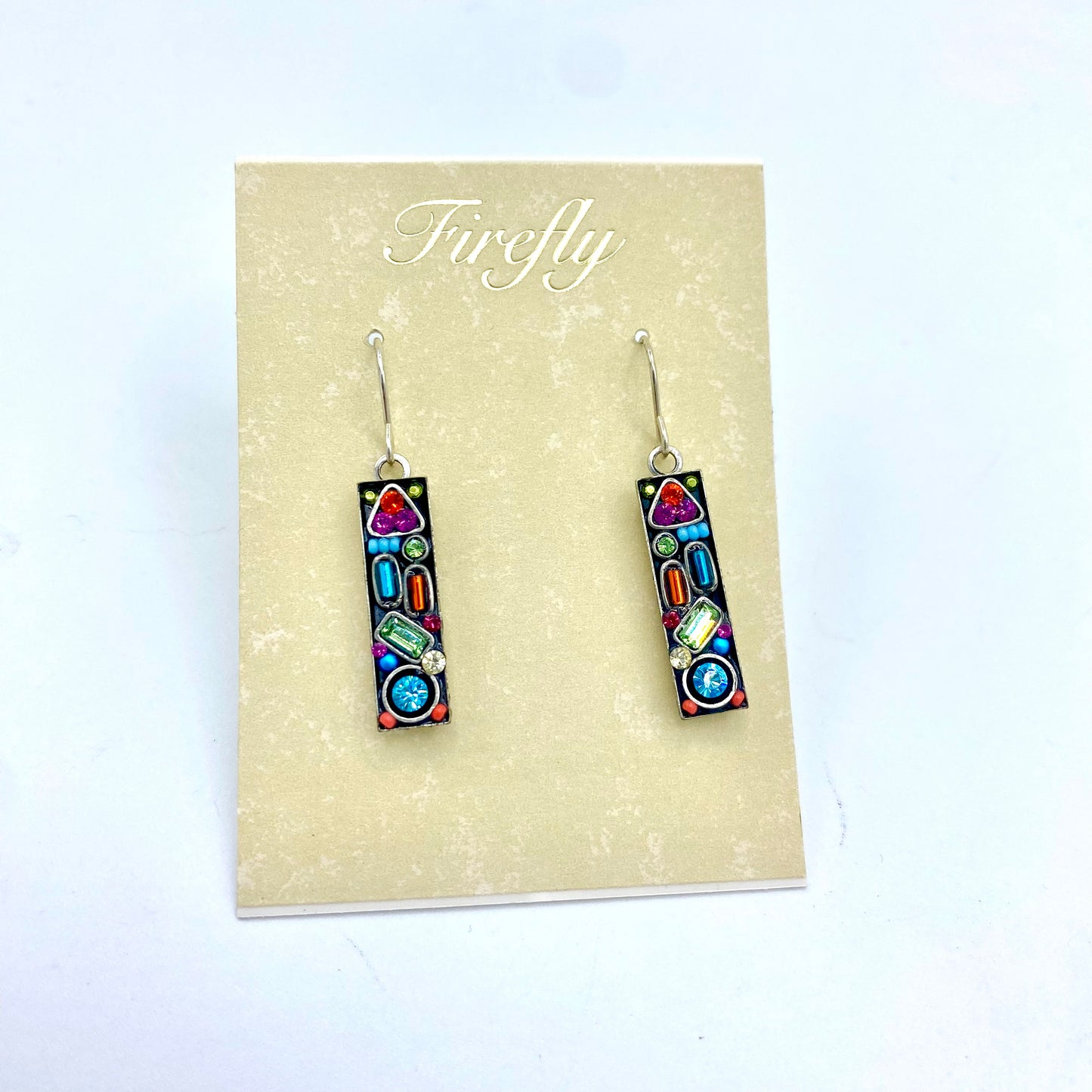Firefly Geo Long Rect Earrings - Emerald