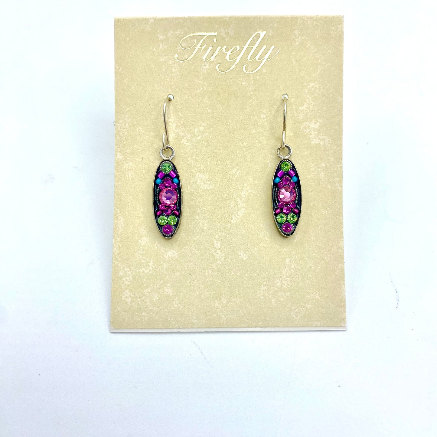 Firefly Sparkle Long Oval Earrings - Rose