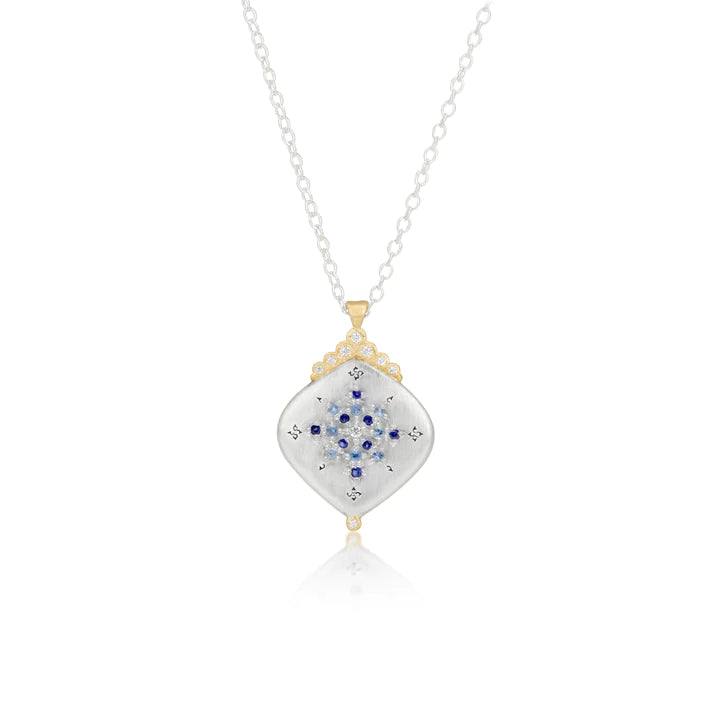 Adel Chefridi- Two Tone Pendant Sapphire and Aquamarine