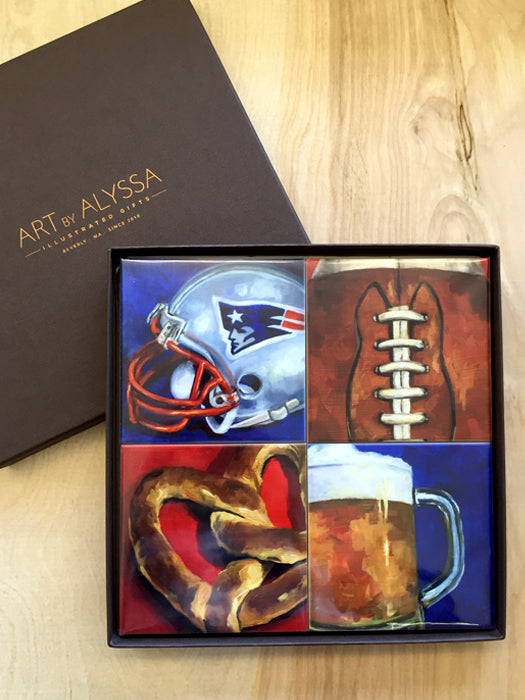 Coaster Set Patriots Football