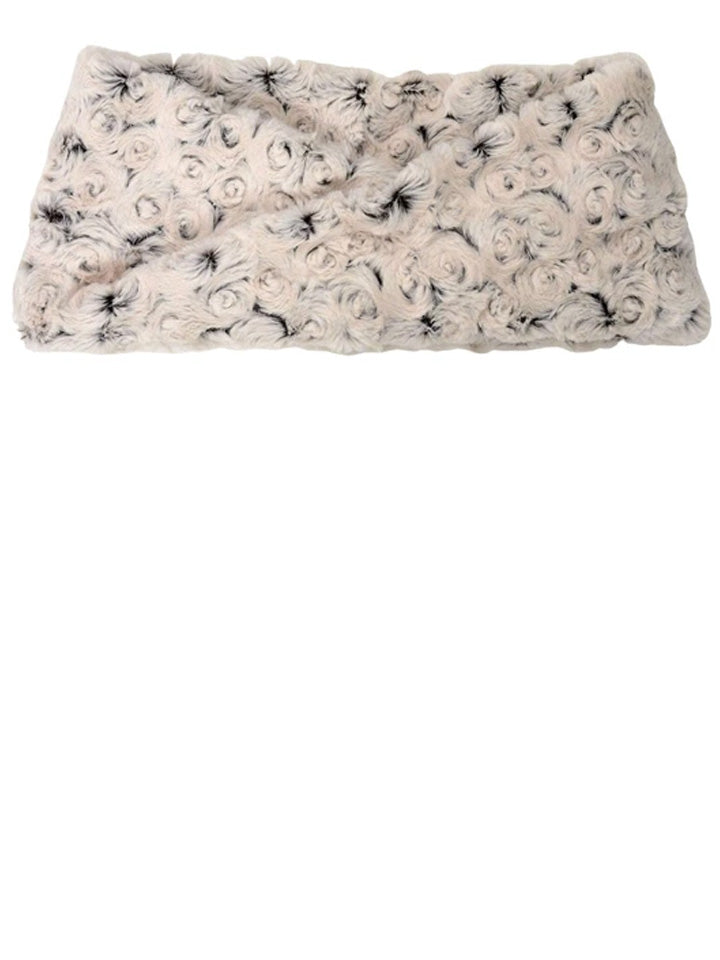 Faux Fur Rosebud Headband - Brown