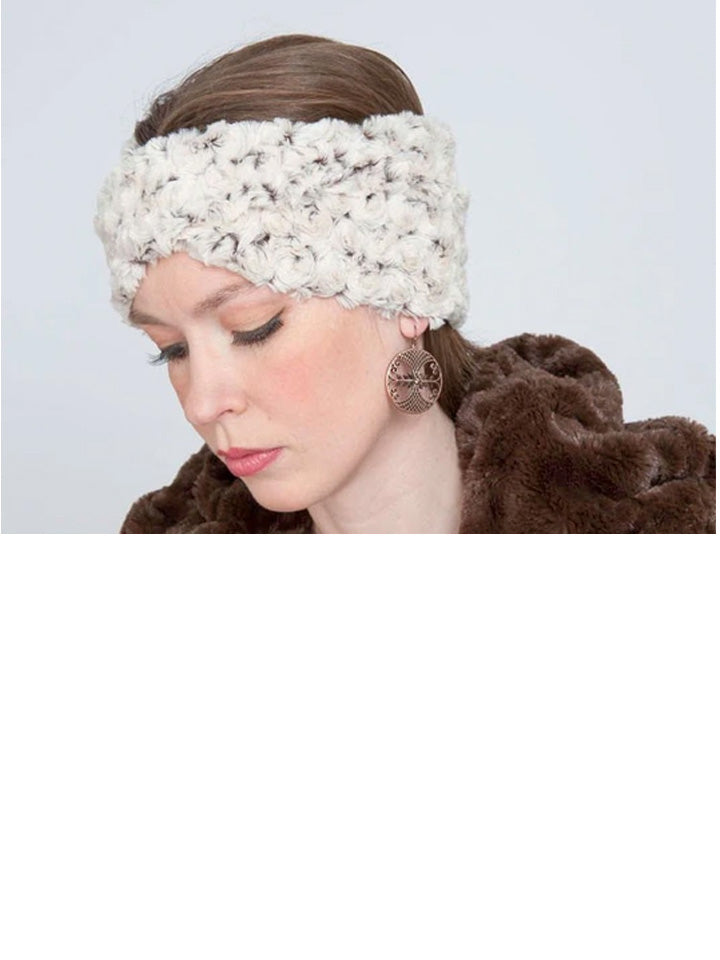 Faux Fur Rosebud Headband - Brown