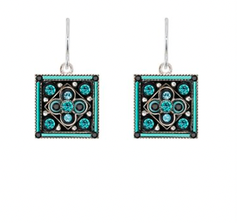 Firefly Turquoise Square Architecture Earrings