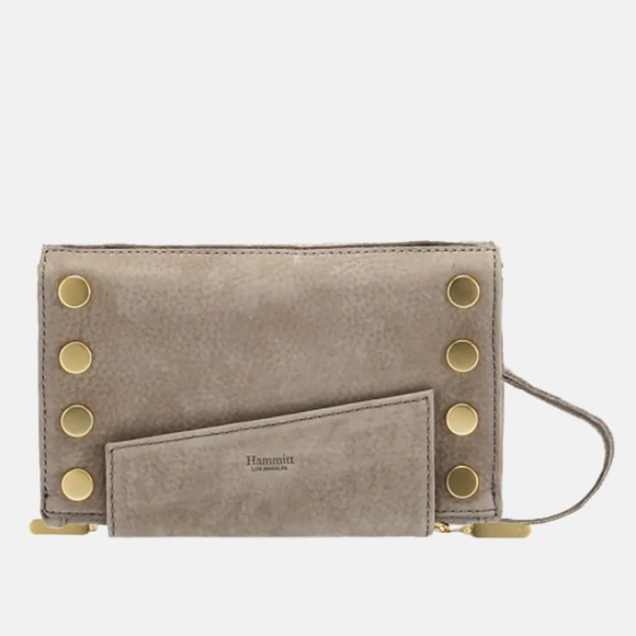 Levy, Grey Nubuck Leather Crossbody Wallet