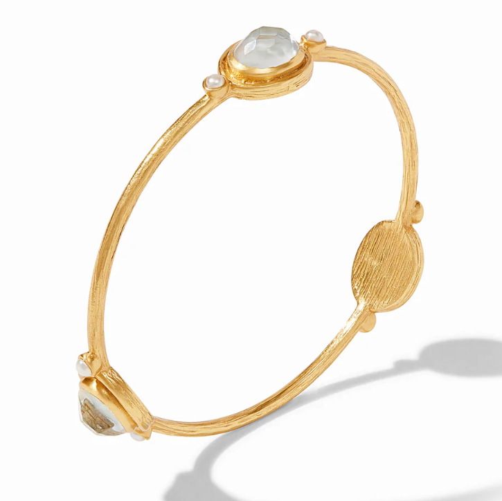 Julie Vos - Gold Bangle Clear Crystal Bracelet