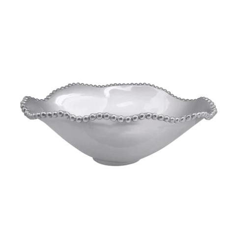 Mariposa Pearled Oval Wavy Serving Bowl