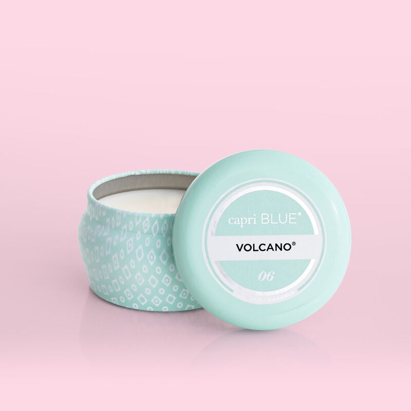 Volcano Mini Tin 3 oz Aqua Printed