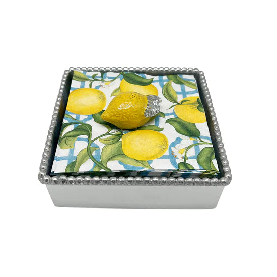 Mariposa Lemon Beaded Napkin Box