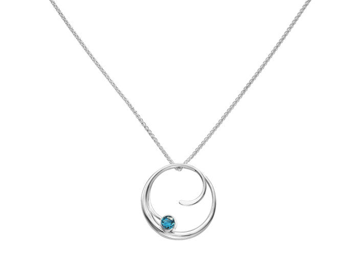 Ed Levin Petite Bindu Pendant Sterling Silver & Blue Topaz