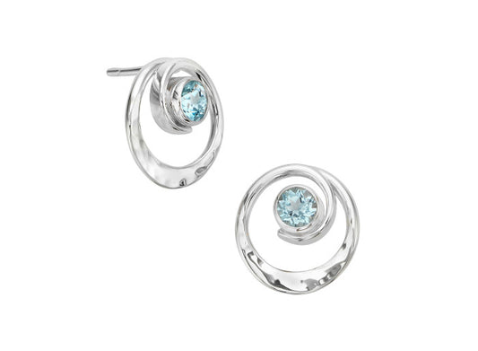 Ed Levin Posy Earring Silver With Blue Topaz