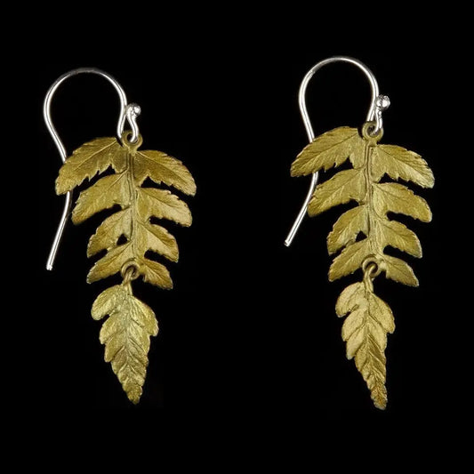 Michael Michaud - Fern Large Single Leaf Wire Earrings