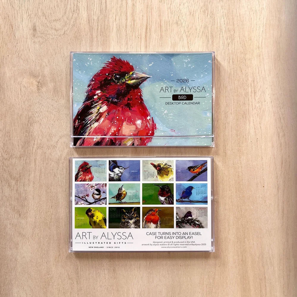2026 Bird Desk Calendar Art By Alyssa