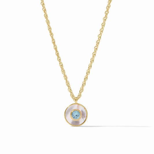 Julie Vos - Colette Circle Delicate Necklace Chalcedony Blue