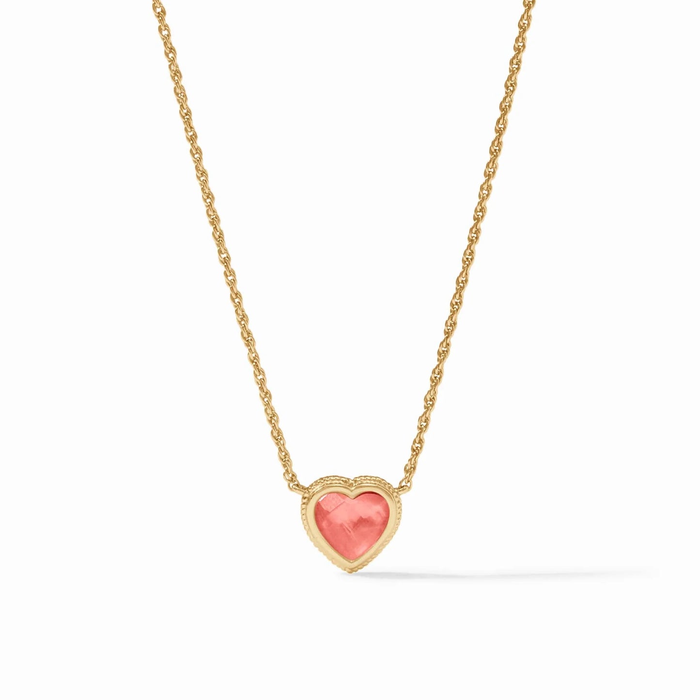 Julie Vos - Heart Delicate Necklace Iridescent Blush Pink