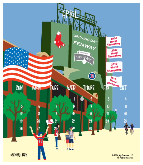 2026 J&J Graphics Boston Jewel Case Calendar