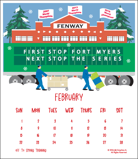 2026 J&J Graphics Boston Jewel Case Calendar
