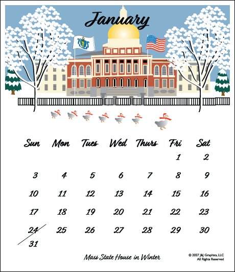 2027 J&J Graphics Boston Poster Calendar