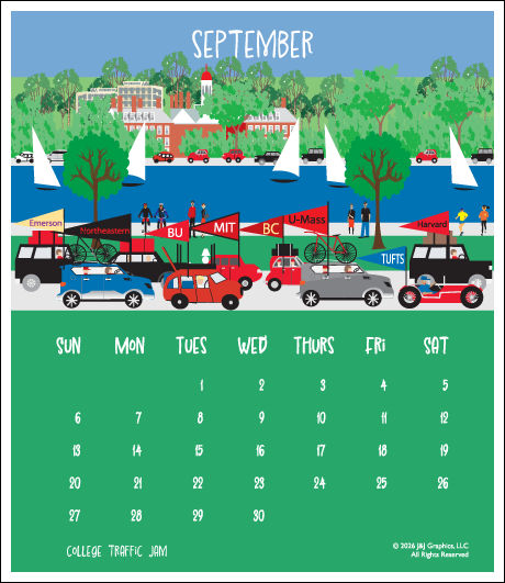 2026 J&J Graphics Boston Jewel Case Calendar
