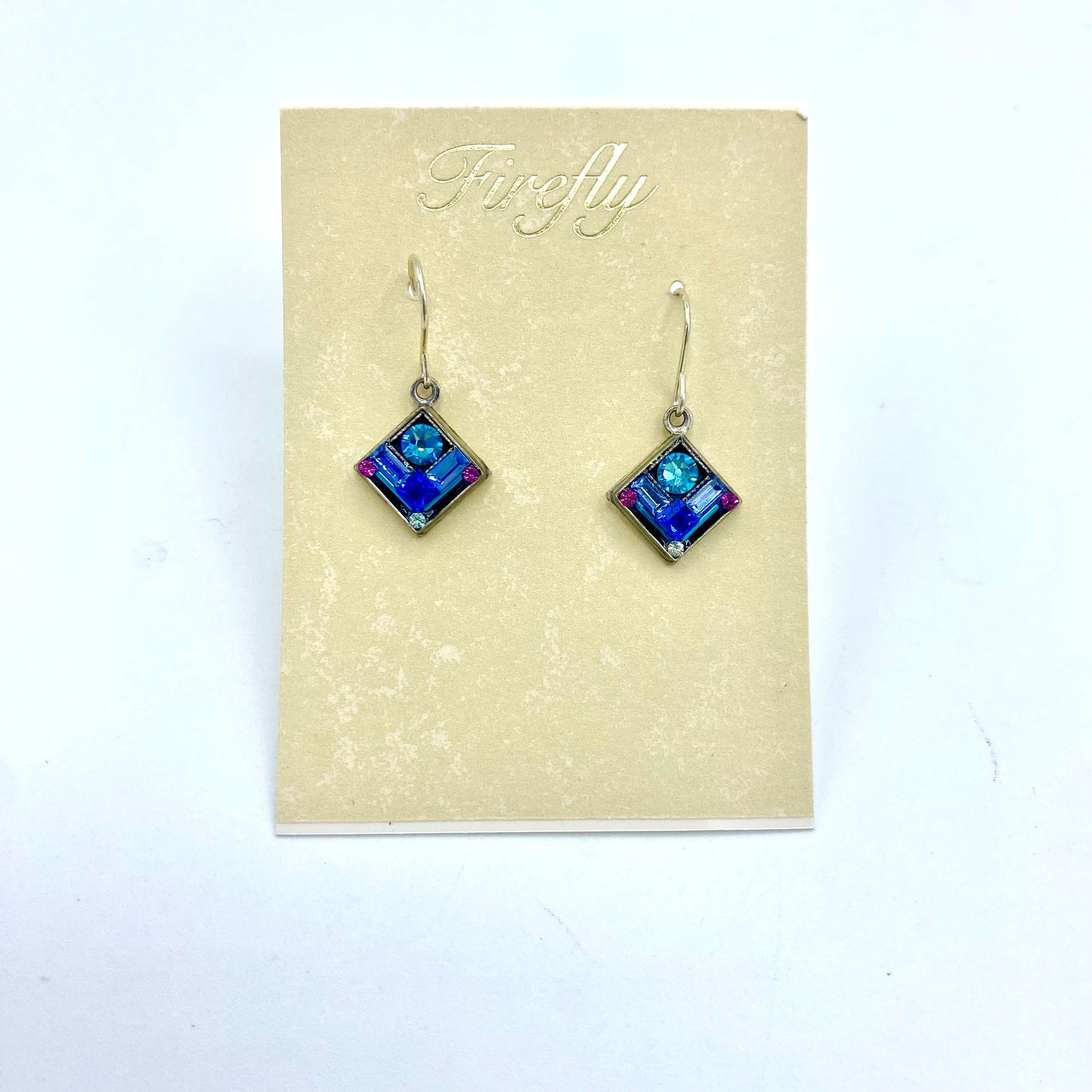 Firefly Architectural Diamond Earrings - Light Turquoise