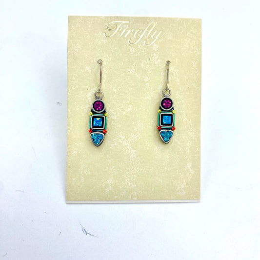 Firefly Geometric Oval Earrings - Multicolored