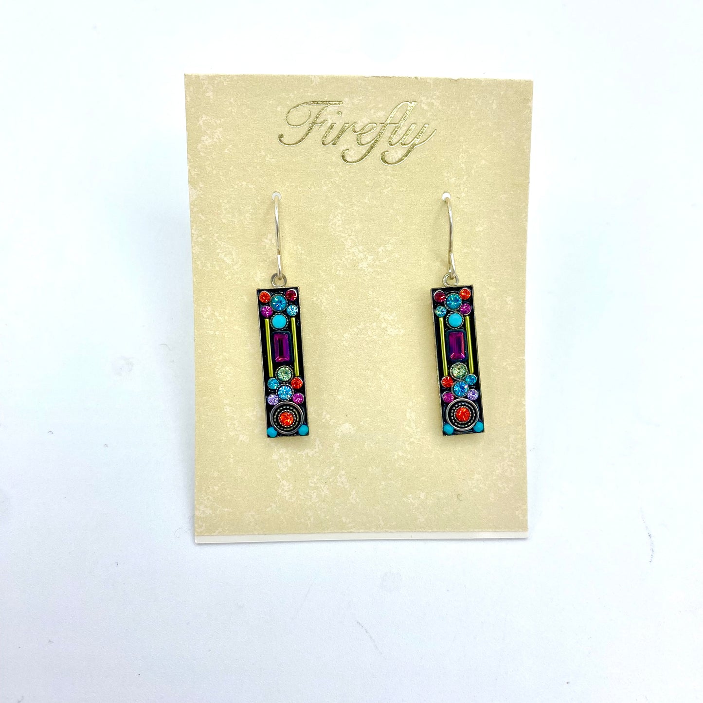 Firefly Architectural Long Rect Earrings - Multicolored