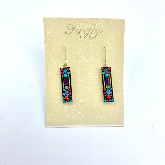 Firefly Architectural Long Rect Earrings - Multicolored