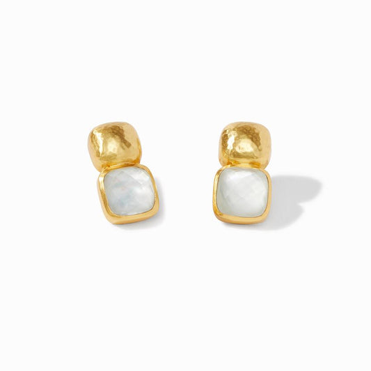 Julie Vos - Catalina Gold Gemstone Earring Clear Crtystal