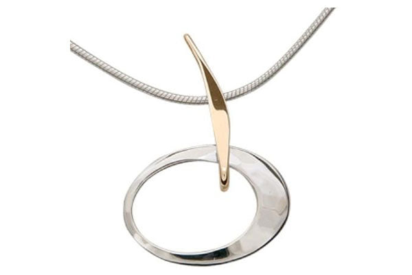 Ed Levin Petite Elliptical Necklace in Sterling Silver with Gold