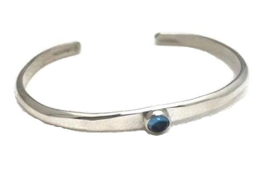 Sterling Silver Narrow Cuff with Stone