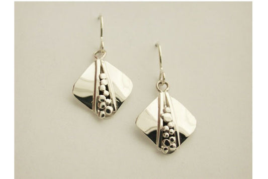 Sterling Silver Square Nugget Wire Earrings