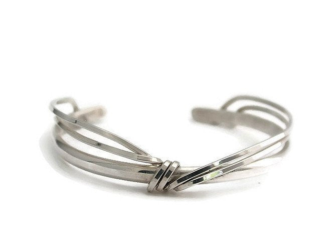 Sterling Silver Cuff with Double Wire Wrap