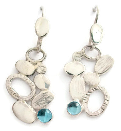 Sterling Silver Pebble Collection Earrings with Stone