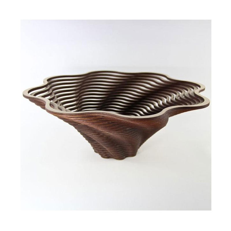 Laser Cut Wooden Bowl - Spiral