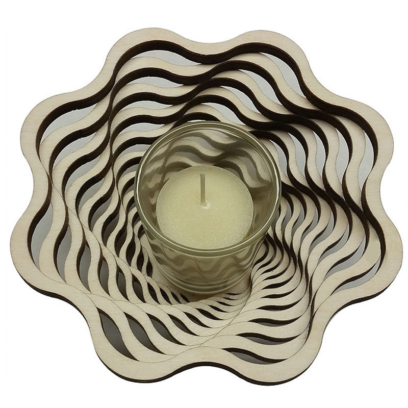 Laser Cut Wooden Votive - Spiral