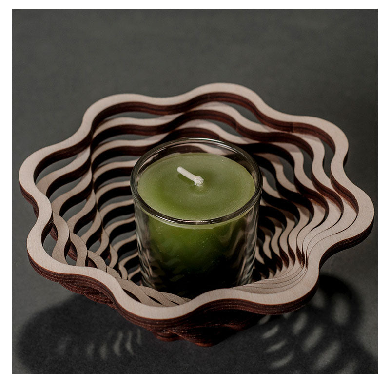 Laser Cut Wooden Votive - Spiral