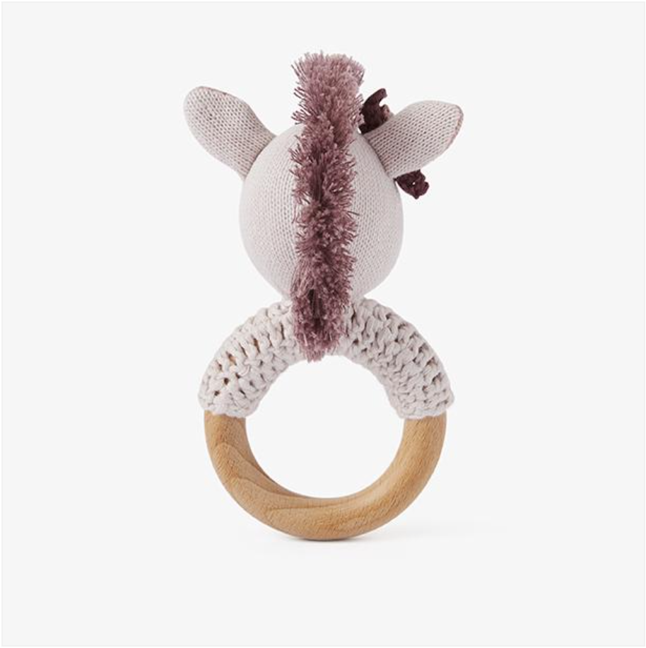 Luna Unicorn Wooden Baby Rattle