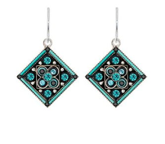 Firefly Turquoise Square Diagonal Architecture Earrings