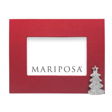 Mariposa Red Linen with Dotty Christmas Tree 4x6 Frame