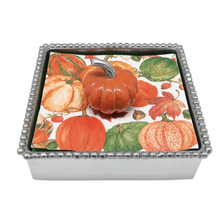 Mariposa Orange Pumpkin Beaded Napkin Box