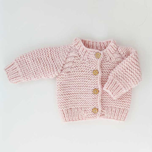 Huggalugs - Blush Pink Garter Stitch Cardigan Sweater