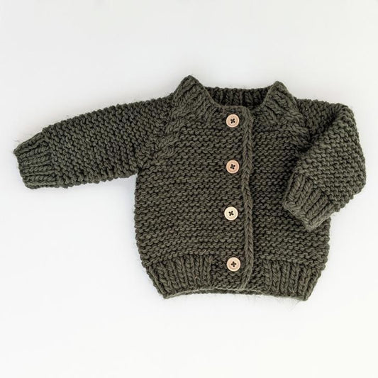 Huggalugs - Loden Garter Stitch Cardigan Sweater
