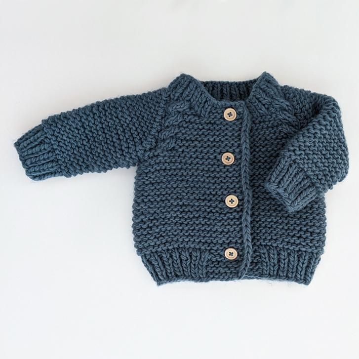 Huggalugs - Slate Garter Stitch Cardigan Sweater